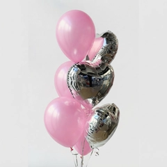 Pink & Gray Heart Balloons